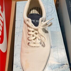 Sperry Men's Off-White Canvas Boat Shoes